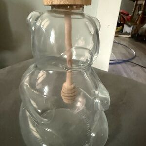 Clear Glass Bear Honey Jar